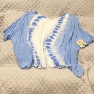 Democracy light blue tie dye flowy blouse size 1X